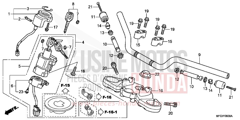 ROHRGRIFF/OBERE BRUECKE von Hornet ABS PEARL COOL WHITE (NHA16) von 2010